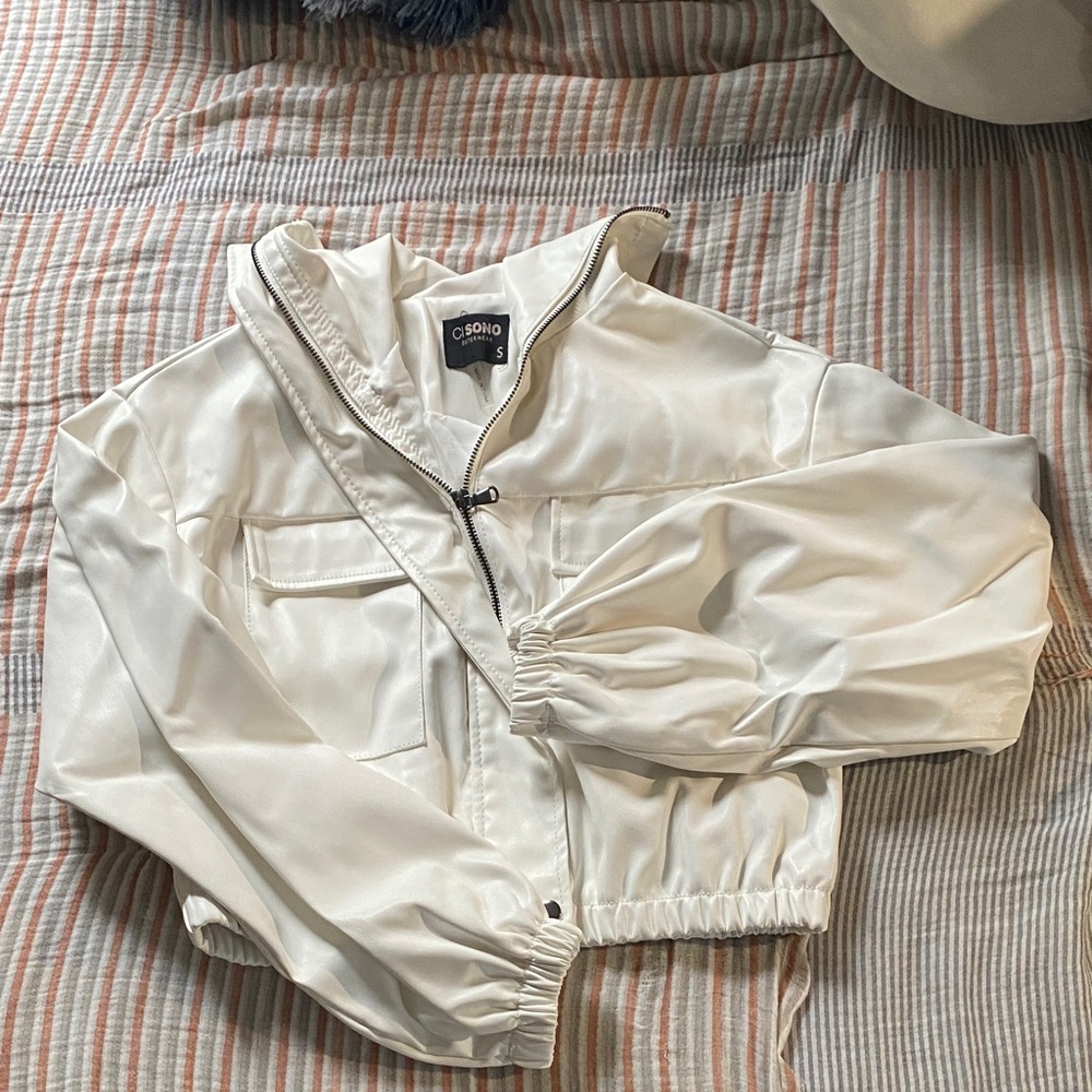 Ci Sono White Outerwear Cropped Jacket